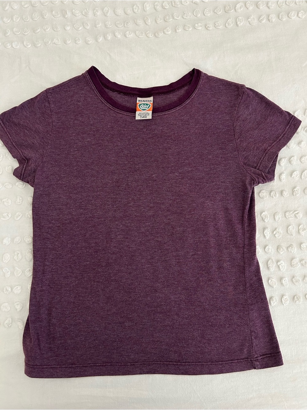 Y2K Vintage Weavers Girl T-Shirt Heather Plum Crew Neck Cotton Blend Size L